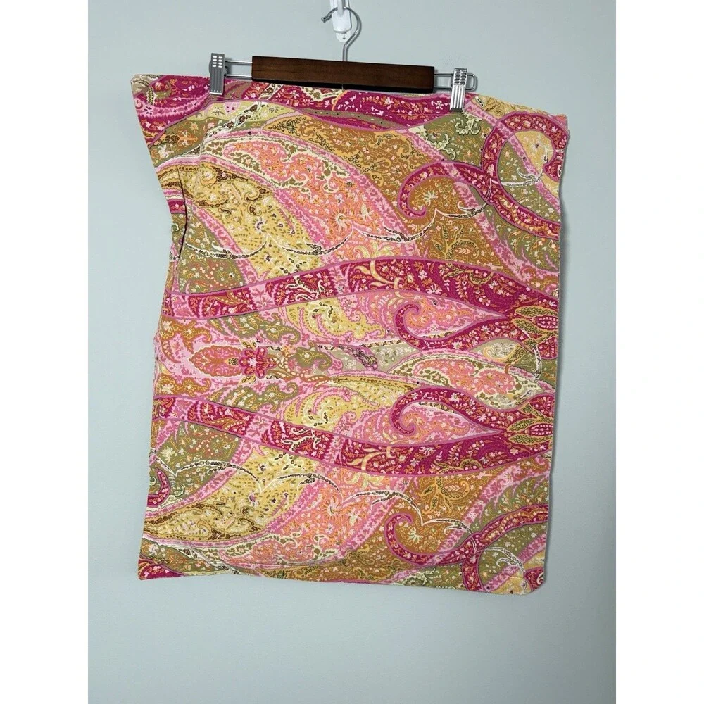 ECHO Pink Paisley Standard Pillow Sham Reversable Striped Colorful Cotton 22x27